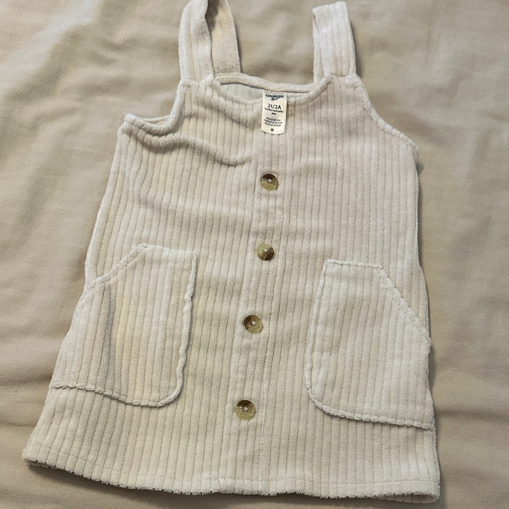 Cream Ribbed Button-Down Dress